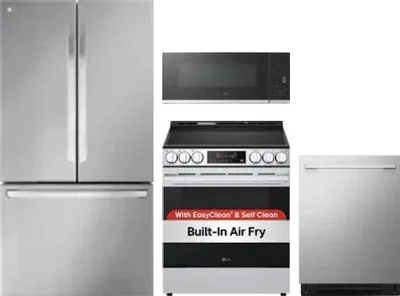 4 Piece Package Includes Refrigerator, Range, Microwave And Dishwasher