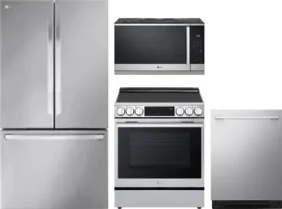 4 Piece Package Includes Refrigerator, Range, Microwave And Dishwasher