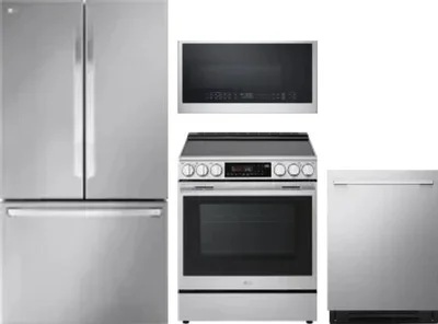 4 Piece Package Includes Refrigerator, Range, Microwave And Dishwasher