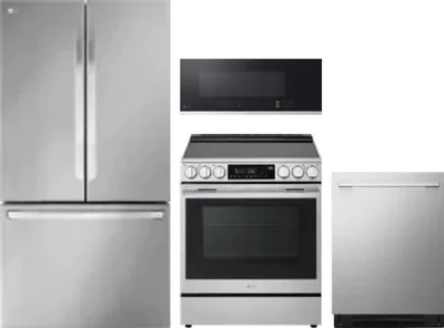 4 Piece Package Includes Refrigerator, Range, Microwave And Dishwasher