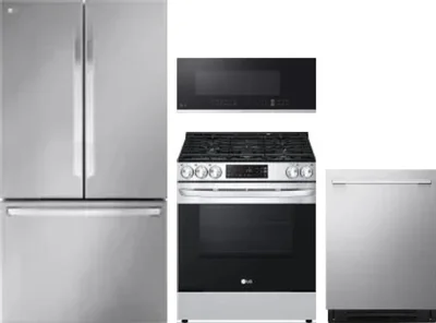 4 Piece Package Includes Refrigerator, Range, Microwave And Dishwasher