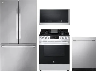 4 Piece Package Includes Refrigerator, Range, Microwave And Dishwasher