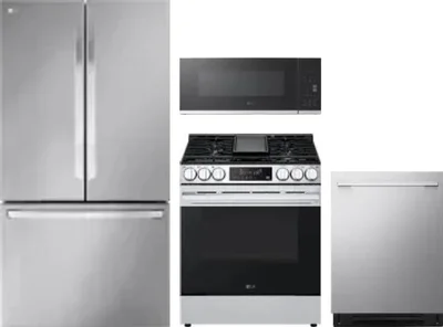 4 Piece Package Includes Refrigerator, Range, Microwave And Dishwasher