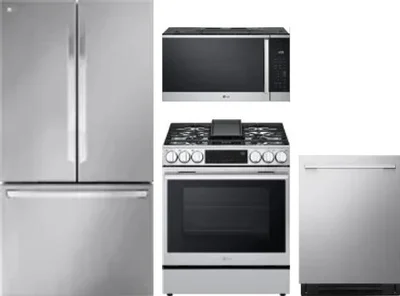 4 Piece Package Includes Refrigerator, Range, Microwave And Dishwasher