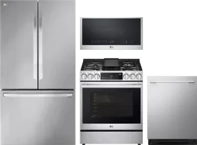 4 Piece Package Includes Refrigerator, Range, Microwave And Dishwasher