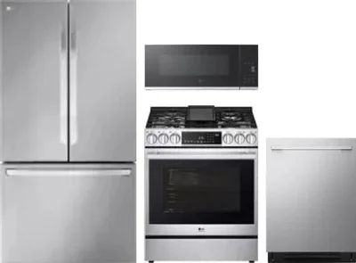 4 Piece Package Includes Refrigerator, Range, Microwave And Dishwasher