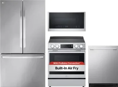 4 Piece Package Includes Refrigerator, Range, Microwave And Dishwasher