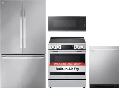 4 Piece Package Includes Refrigerator, Range, Microwave And Dishwasher