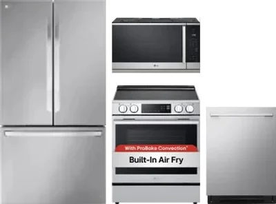 4 Piece Package Includes Refrigerator, Range, Microwave And Dishwasher