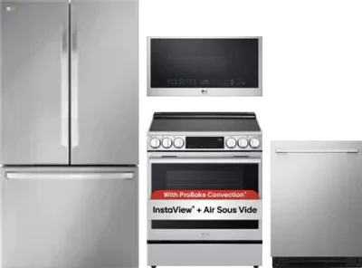 4 Piece Package Includes Refrigerator, Range, Microwave And Dishwasher