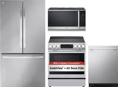 4 Piece Package Includes Refrigerator, Range, Microwave And Dishwasher