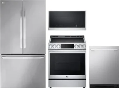 4 Piece Package Includes Refrigerator, Range, Microwave And Dishwasher