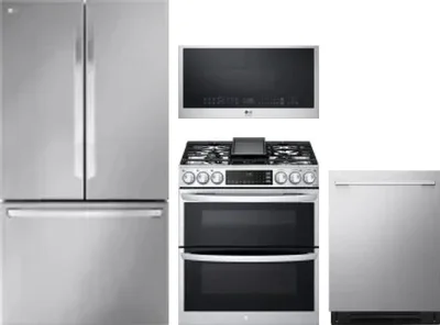 4 Piece Package Includes Refrigerator, Range, Microwave And Dishwasher