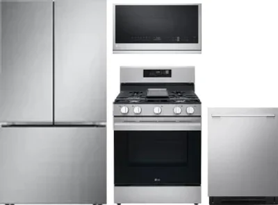 4 Piece Package Includes Refrigerator, Range, Microwave And Dishwasher