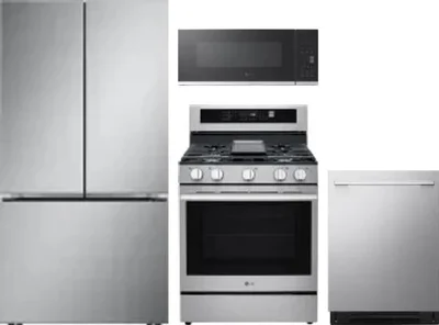 4 Piece Package Includes Refrigerator, Range, Microwave And Dishwasher