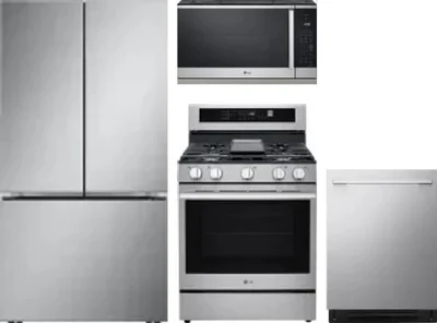 4 Piece Package Includes Refrigerator, Range, Microwave And Dishwasher