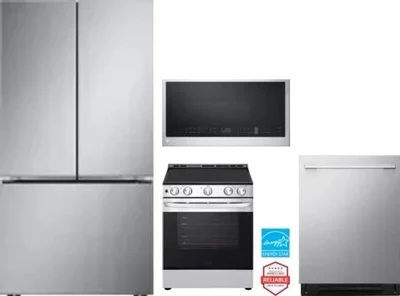 4 Piece Package Includes Refrigerator, Range, Microwave And Dishwasher