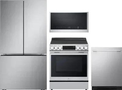 4 Piece Package Includes Refrigerator, Range, Microwave And Dishwasher