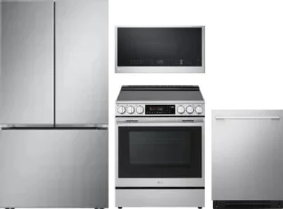 4 Piece Package Includes Refrigerator, Range, Microwave And Dishwasher