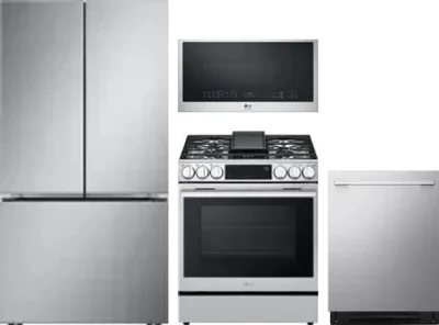 4 Piece Package Includes Refrigerator, Range, Microwave And Dishwasher