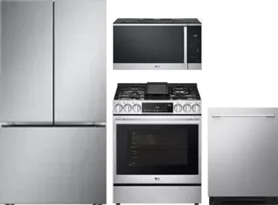 4 Piece Package Includes Refrigerator, Range, Microwave And Dishwasher