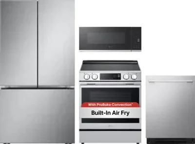 4 Piece Package Includes Refrigerator, Range, Microwave And Dishwasher