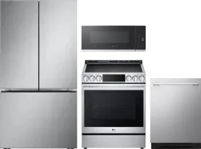 4 Piece Package Includes Refrigerator, Range, Microwave And Dishwasher