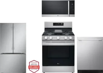 4 Piece Package Includes Refrigerator, Range, Microwave And Dishwasher