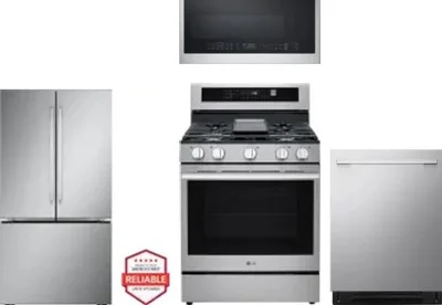 4 Piece Package Includes Refrigerator, Range, Microwave And Dishwasher
