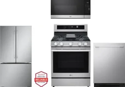 4 Piece Package Includes Refrigerator, Range, Microwave And Dishwasher