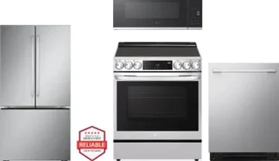 4 Piece Package Includes Refrigerator, Range, Microwave And Dishwasher