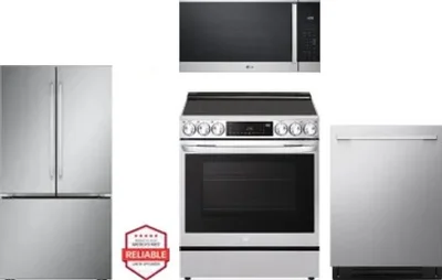 4 Piece Package Includes Refrigerator, Range, Microwave And Dishwasher