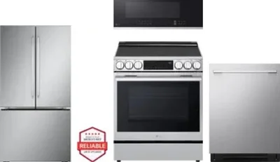 4 Piece Package Includes Refrigerator, Range, Microwave And Dishwasher