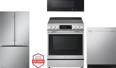 4 Piece Package Includes Refrigerator, Range, Microwave And Dishwasher