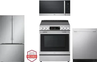 4 Piece Package Includes Refrigerator, Range, Microwave And Dishwasher