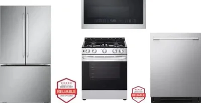 4 Piece Package Includes Refrigerator, Range, Microwave And Dishwasher
