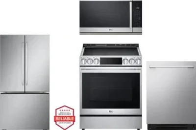 4 Piece Package Includes Refrigerator, Range, Microwave And Dishwasher
