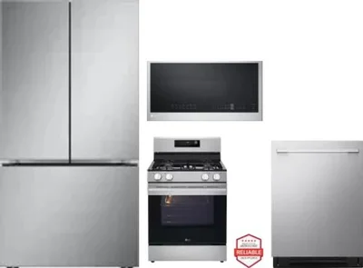 4 Piece Package Includes Refrigerator, Range, Microwave And Dishwasher