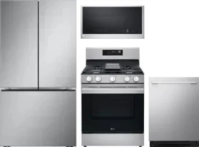 4 Piece Package Includes Refrigerator, Range, Microwave And Dishwasher