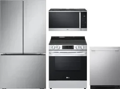 4 Piece Package Includes Refrigerator, Range, Microwave And Dishwasher