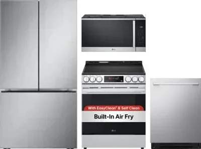 4 Piece Package Includes Refrigerator, Range, Microwave And Dishwasher