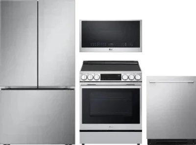 4 Piece Package Includes Refrigerator, Range, Microwave And Dishwasher