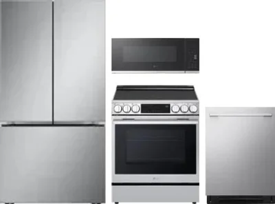 4 Piece Package Includes Refrigerator, Range, Microwave And Dishwasher