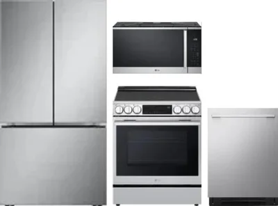 4 Piece Package Includes Refrigerator, Range, Microwave And Dishwasher