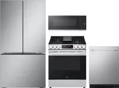 4 Piece Package Includes Refrigerator, Range, Microwave And Dishwasher
