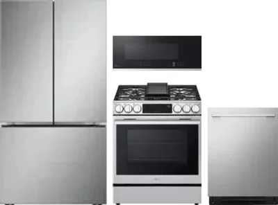4 Piece Package Includes Refrigerator, Range, Microwave And Dishwasher
