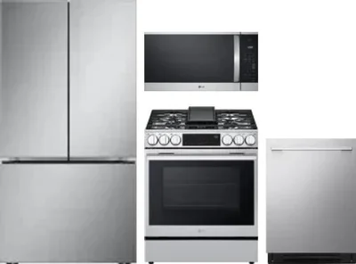 4 Piece Package Includes Refrigerator, Range, Microwave And Dishwasher