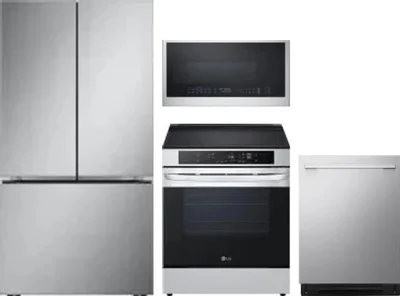 4 Piece Package Includes Refrigerator, Range, Microwave And Dishwasher