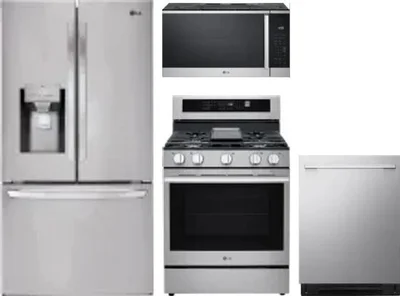 4 Piece Package Includes Refrigerator, Range, Microwave And Dishwasher
