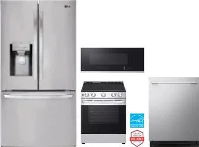 4 Piece Package Includes Refrigerator, Range, Microwave And Dishwasher